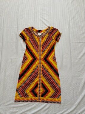 ECI Geometric Mini Dress in Yellow, Red & Black